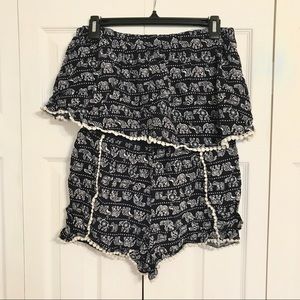 Dark Blue Elephant Romper